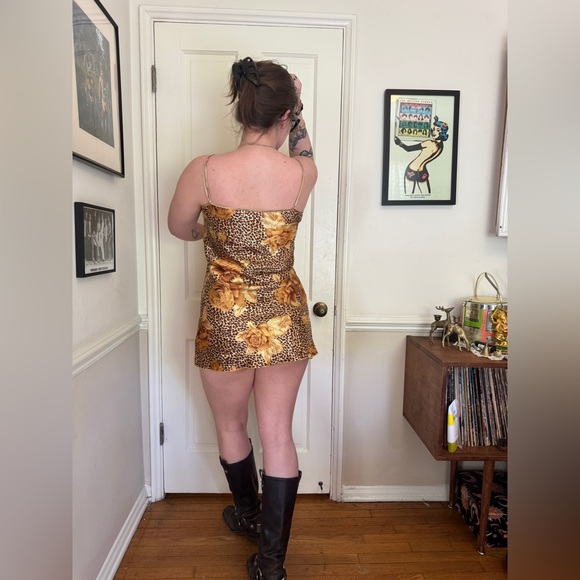 Y2K Vintage Satin Leopard Slip Dress - Picture 3 of 9
